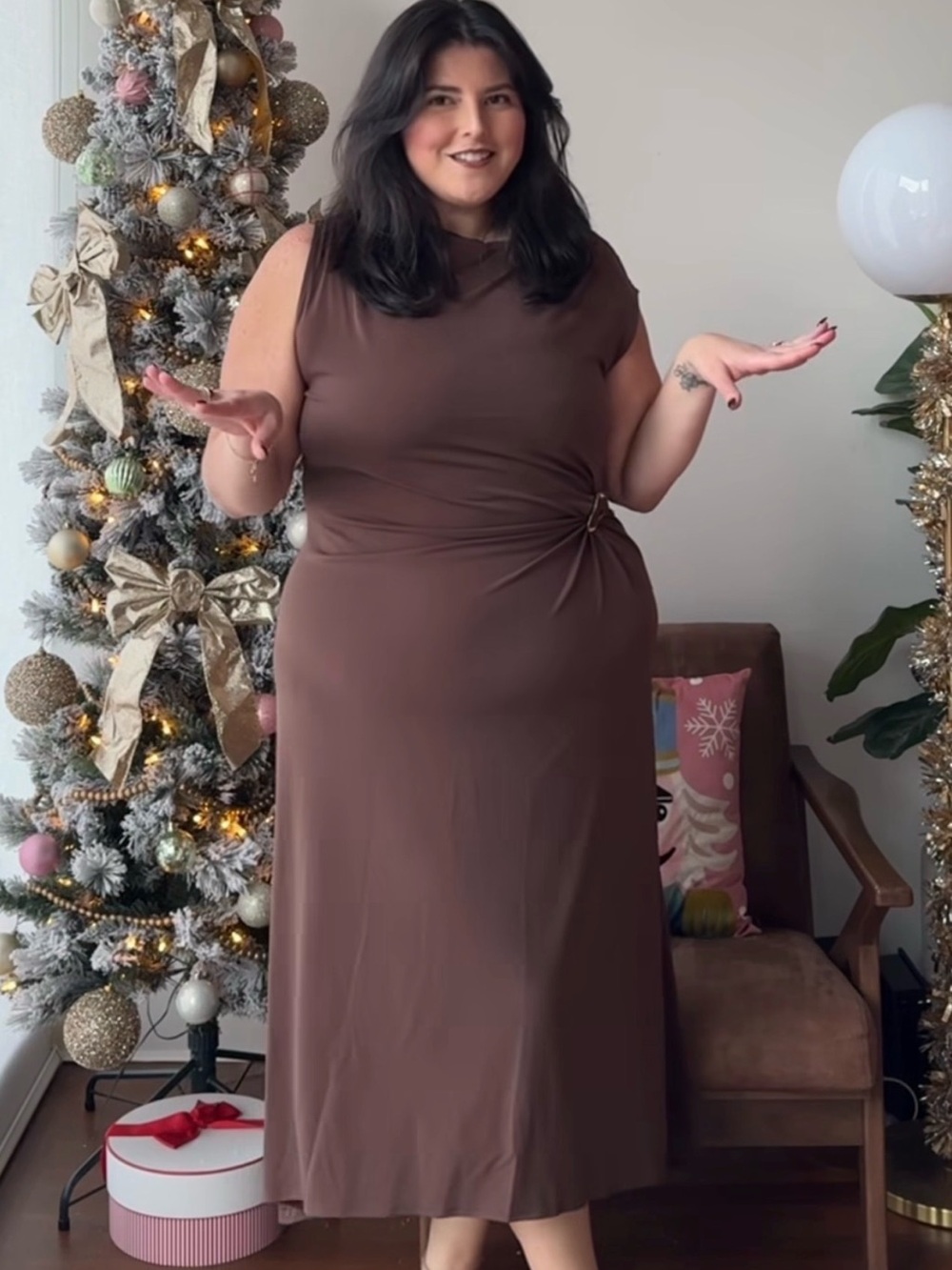 Old Navy Chocolate Brown Twist-Waist Midi Dress